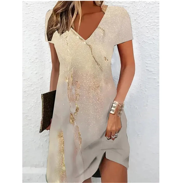 beige Glitzer Cocktailkleid
