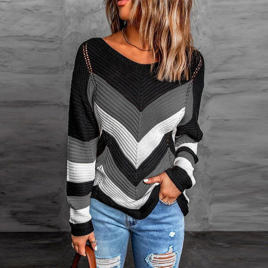 R&B | Gestreifter Patchwork Pullover mit Modernem Look