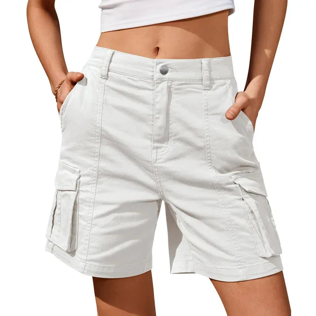 R&B | Damen Vintage Cargo Shorts: Elastische Taille und 6 Taschen
