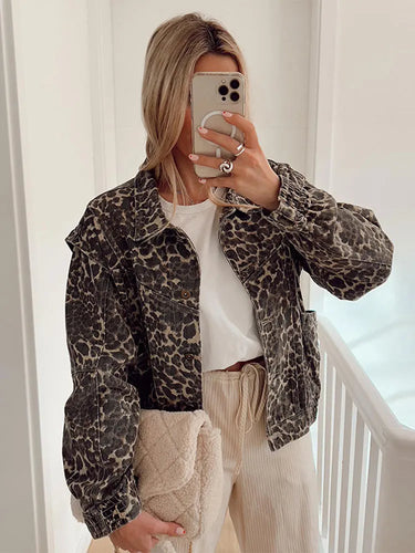 R&B | Lässige Kurze Jacke mit Leopardenmuster