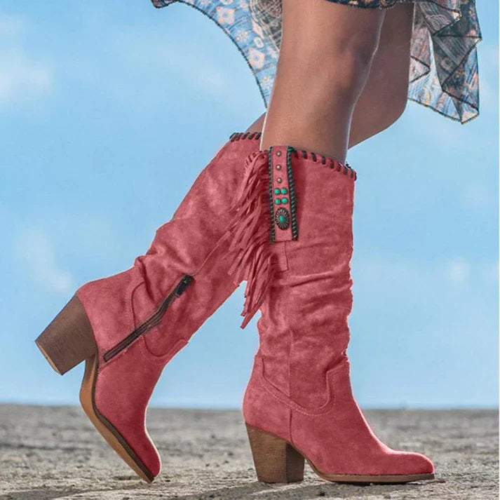 R&B | Cowboy-Stiefel für den Winter Quadratische Absätze