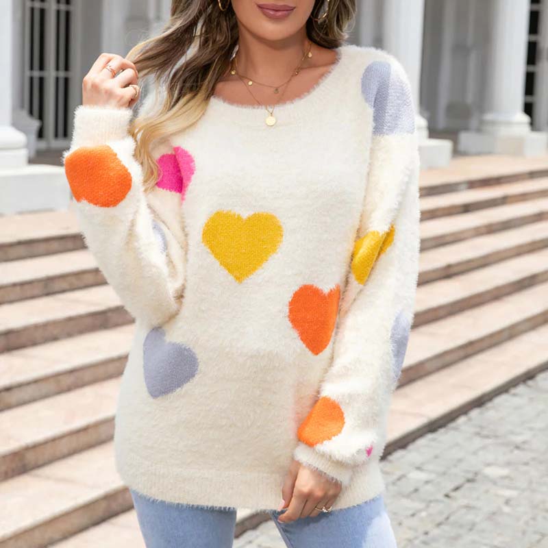 R&B | Strickpullover Mit Süßem Herzmuster
