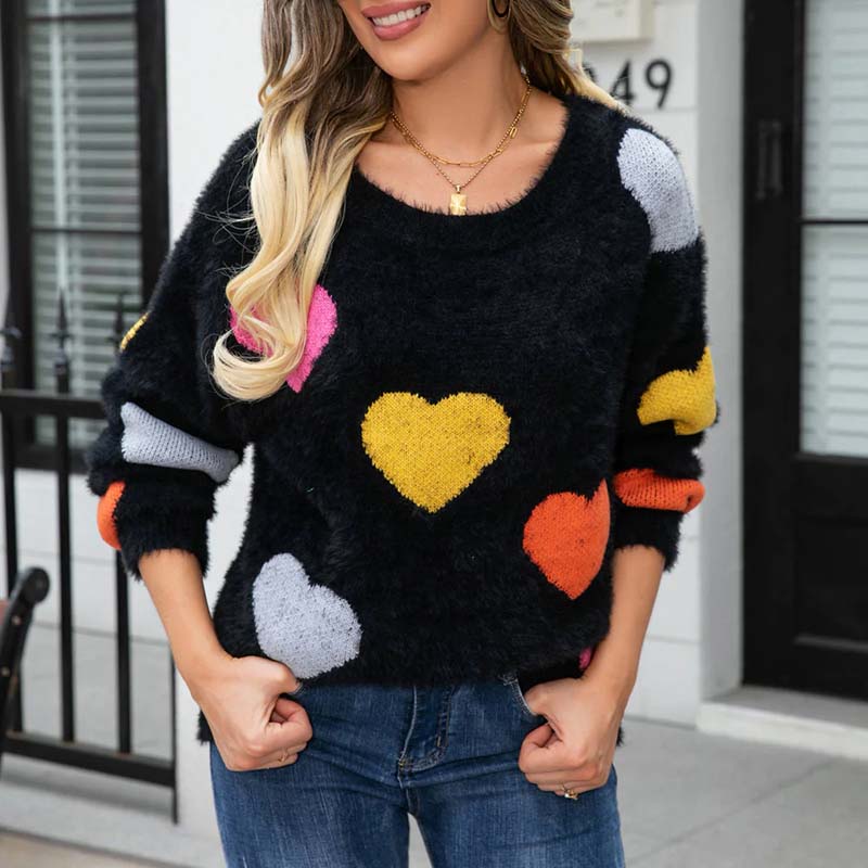 R&B | Strickpullover Mit Süßem Herzmuster