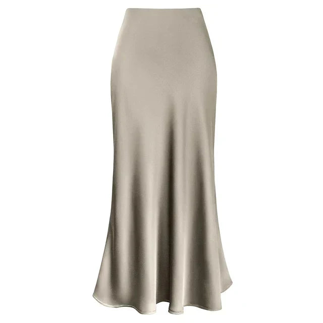 R&B | Mode Langer Glänzender Satin Rock