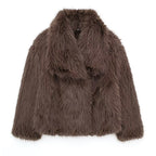 R&B | Kurz Geschnittene Faux-Fur-Jacke mit Übergroßem Kragen