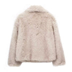 R&B | Kurz Geschnittene Faux-Fur-Jacke mit Übergroßem Kragen