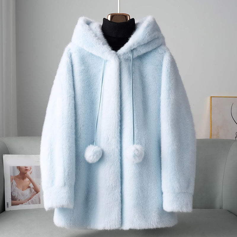 R&B | Faux-Fur-Hoodie mit Pom-Details