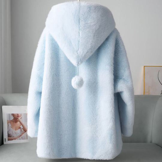 R&B | Faux-Fur-Hoodie mit Pom-Details