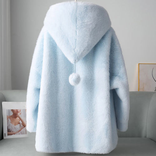 R&B | Faux-Fur-Hoodie mit Pom-Details