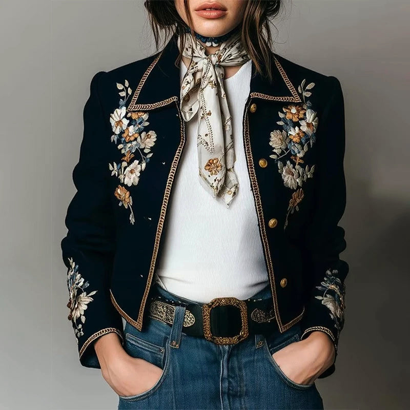 R&B | Floral Bestickte Kurze Jacke