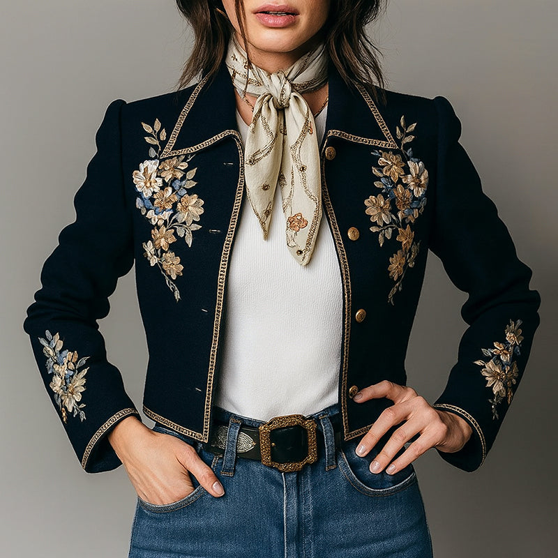 R&B | Floral Bestickte Kurze Jacke