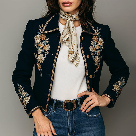 R&B | Floral Bestickte Kurze Jacke