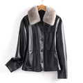 R&B | Lederjacke mit Pelzkragen und Aufgesetzten Taschen