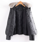 R&B | Lederjacke mit Pelzkragen und Aufgesetzten Taschen