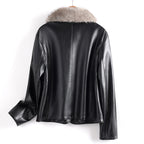 R&B | Lederjacke mit Pelzkragen und Aufgesetzten Taschen