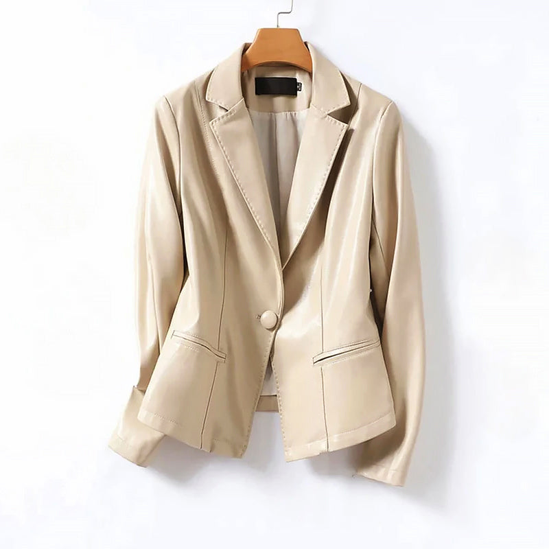 R&B | Echtes Leder Ein-Knopf Blazer Jacke