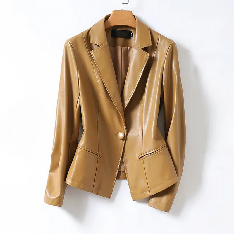 R&B | Echtes Leder Einreiher Blazer Jacke