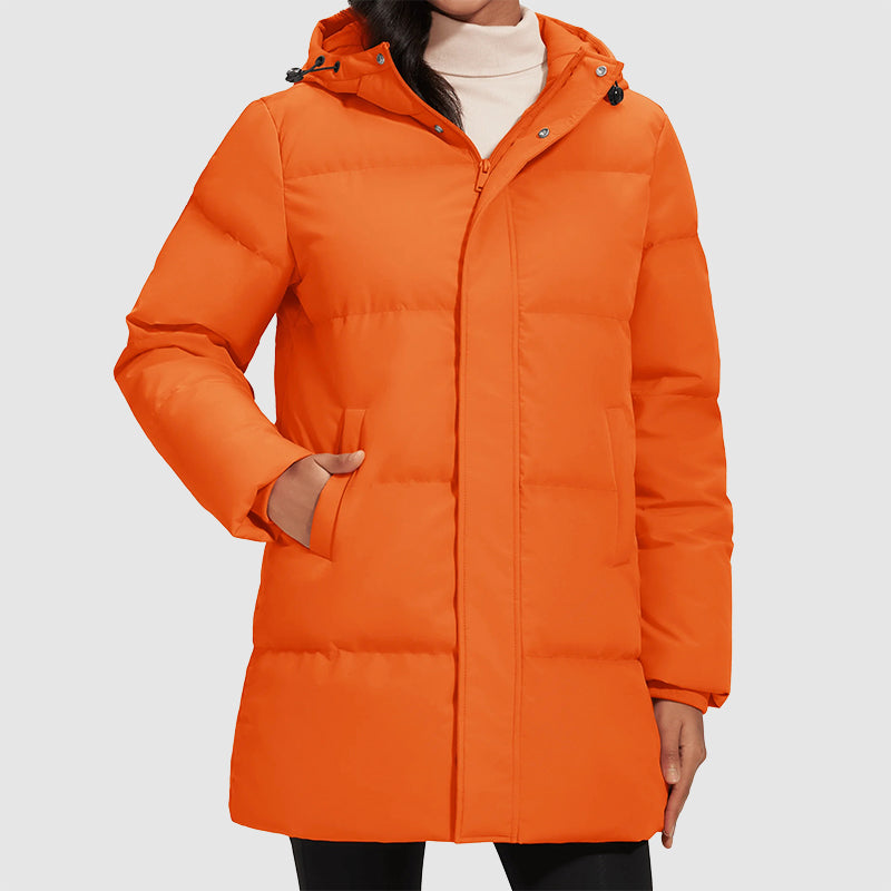 R&B | Lange Gestepptes Puffer-Jacke mit Daunenfüllung