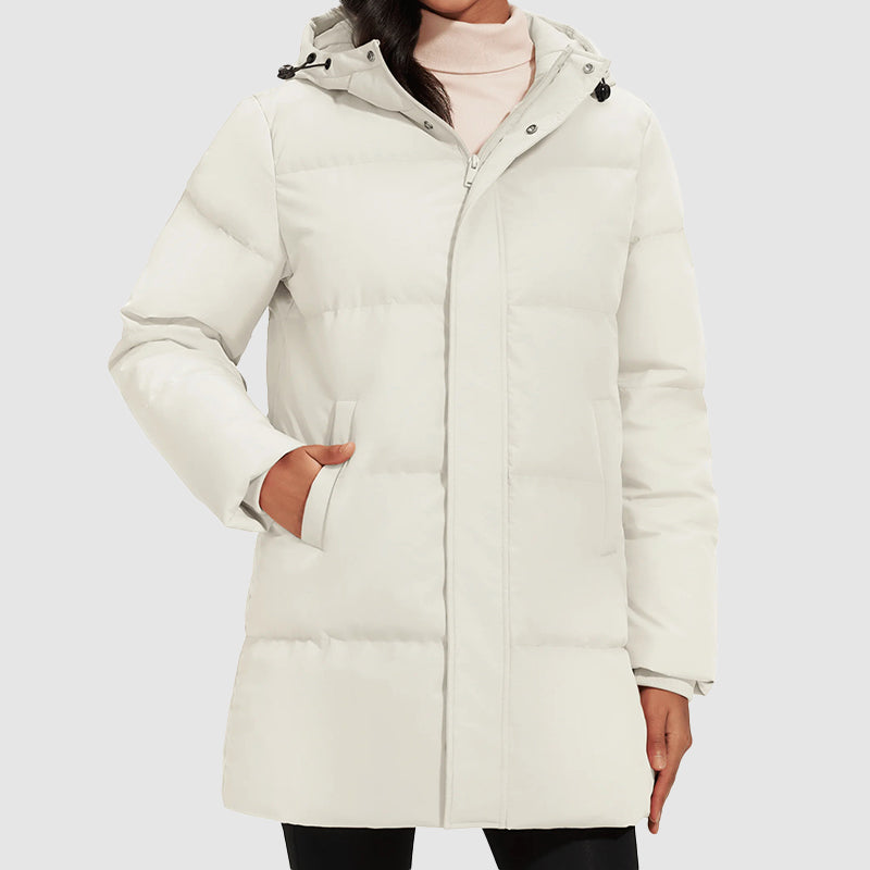 R&B | Lange Gestepptes Puffer-Jacke mit Daunenfüllung