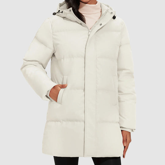 R&B | Lange Gestepptes Puffer-Jacke mit Daunenfüllung