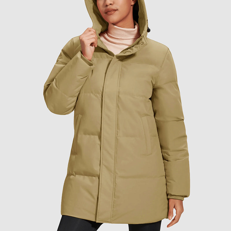 R&B | Lange Gestepptes Puffer-Jacke mit Daunenfüllung