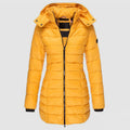 R&B | Lange Slim-Fit Pufferjacke mit Kapuze