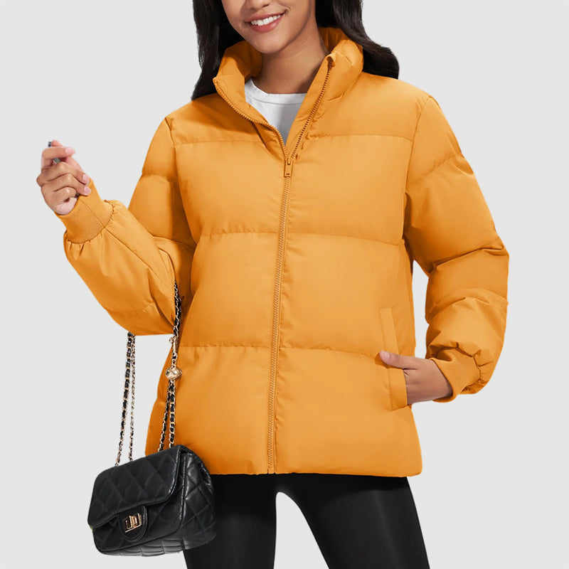 R&B | Midikurz Daunenpufferjacke mit Stehkragen