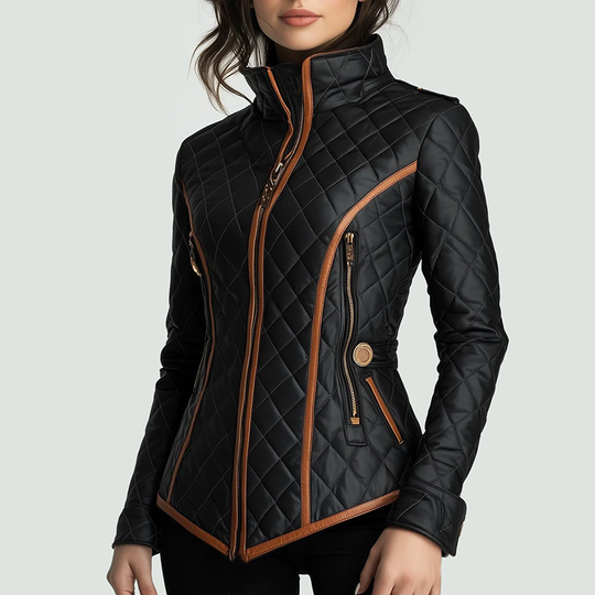 R&B | Slim-Fit Steppjacke mit Kontrastbesatz