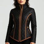 R&B | Slim-Fit Steppjacke mit Kontrastbesatz