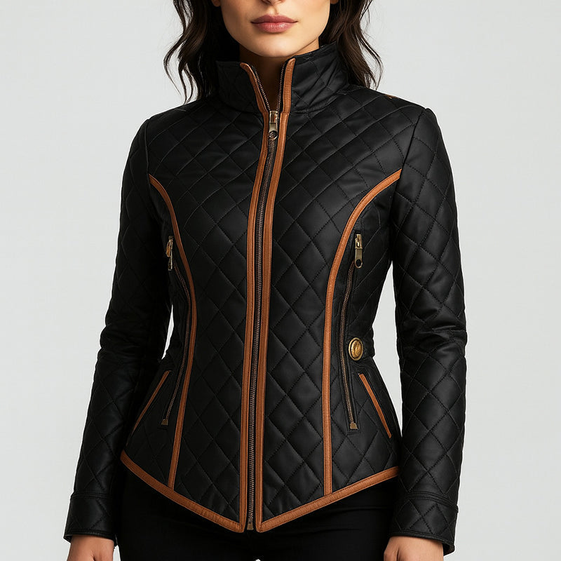 R&B | Slim-Fit Steppjacke mit Kontrastbesatz