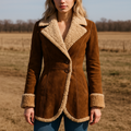 R&B | Tailored Coat Faux-Fur Trim Knopf-Front Mantel