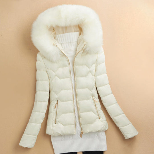 R&B | Winter Puffer-Jacke mit Fell-Style Kapuzenverzierung