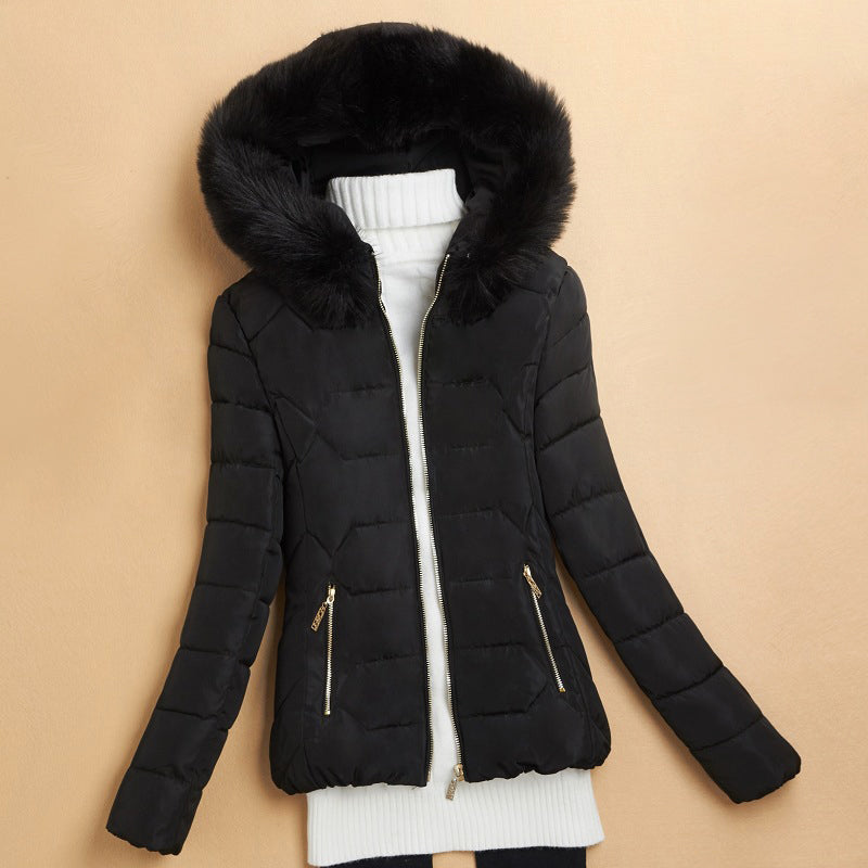 R&B | Winter Puffer-Jacke mit Fell-Style Kapuzenverzierung