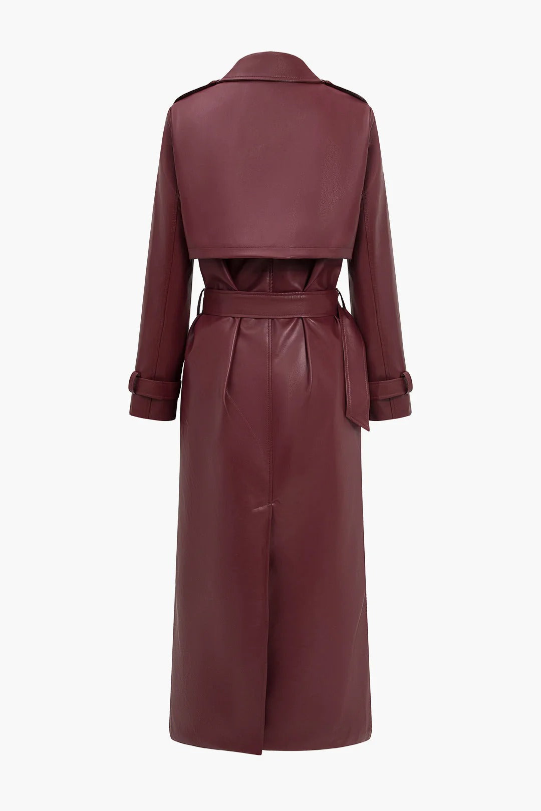 R&B | Gürteltier Kunstleder Trenchcoat Langarm Klassische Passform
