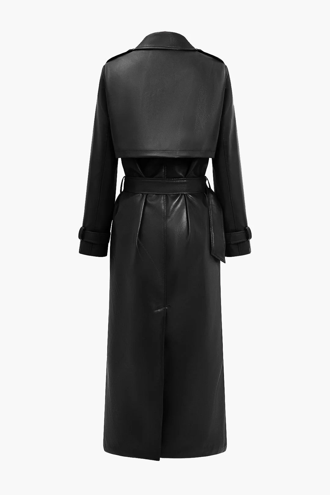 R&B | Gürteltier Kunstleder Trenchcoat Langarm Klassische Passform