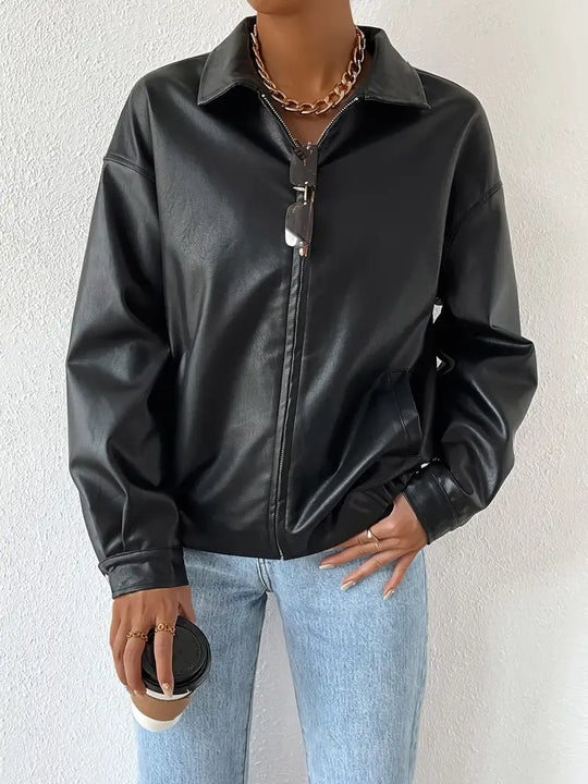 R&B | Kunstleder Reißverschlussjacke