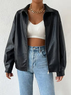 R&B | Kunstleder Reißverschlussjacke