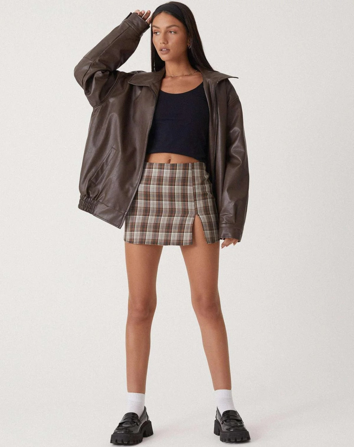 R&B | Pu Leder Bomberjacke Übergröße Street Style Zip up
