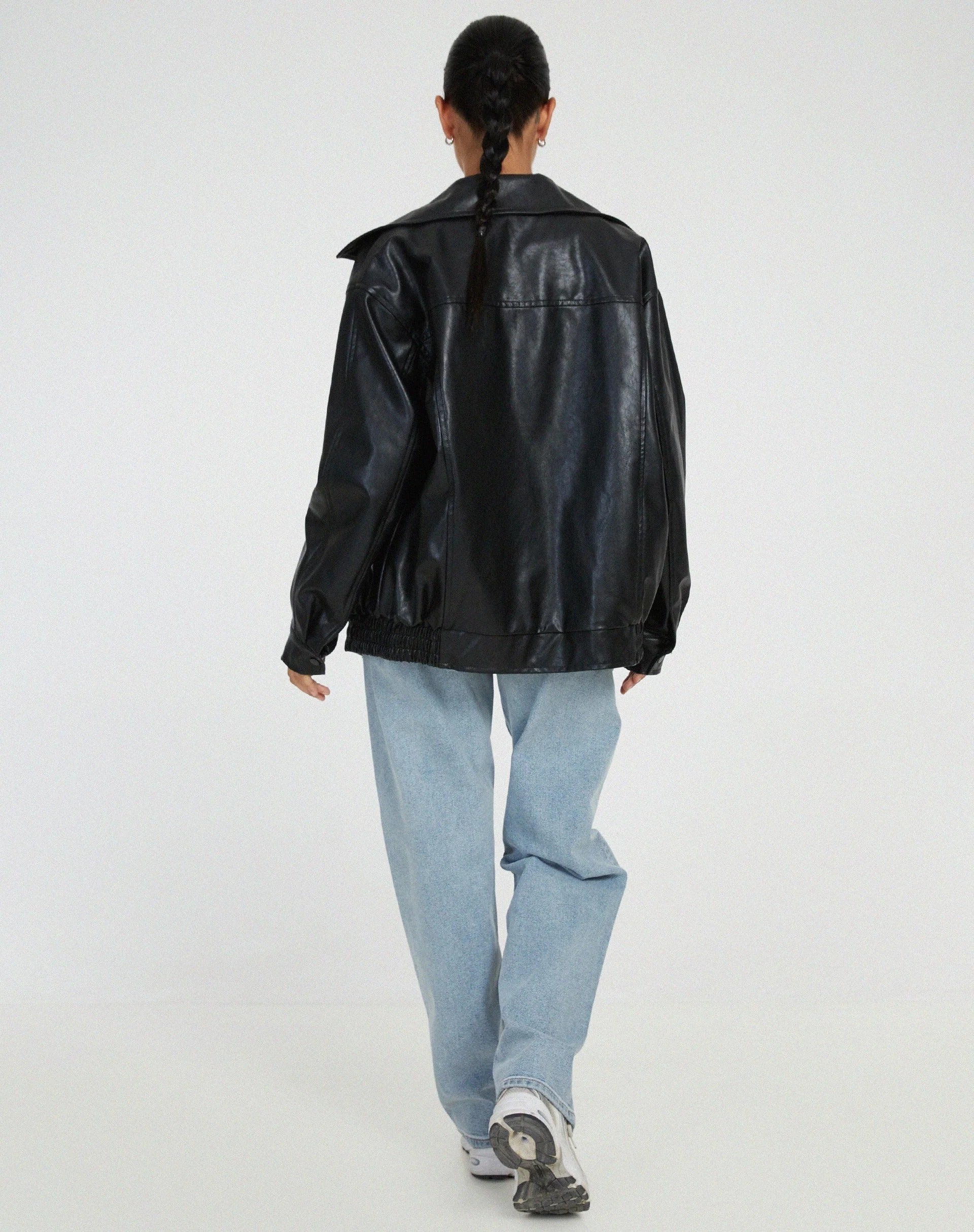 R&B | Pu Leder Bomberjacke Übergröße Street Style Zip up