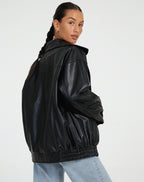 R&B | Pu Leder Bomberjacke Übergröße Street Style Zip up