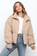 R&B | Kurze Pufferjacke Übergröße Reißverschlussjacke