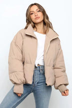 R&B | Kurze Pufferjacke Übergröße Reißverschlussjacke