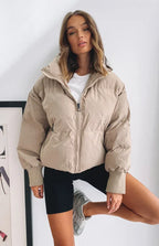R&B | Kurze Pufferjacke Übergröße Reißverschlussjacke