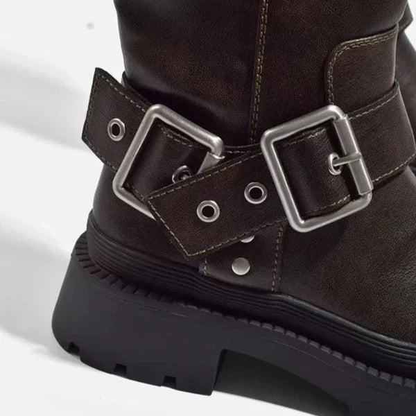 Kniehohe Damenstiefel Mit Schnalle Damen R&B