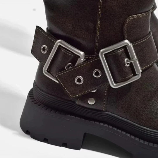 Kniehohe Damenstiefel Mit Schnalle Damen R&B