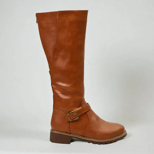 Kniehohe Damenstiefel Mit Schnallenriemen Damen R&B