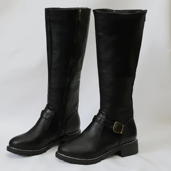 Kniehohe Damenstiefel Mit Schnallenriemen Damen R&B