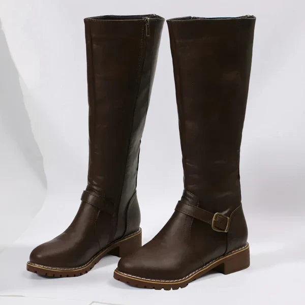 Kniehohe Damenstiefel Mit Schnallenriemen Damen R&B