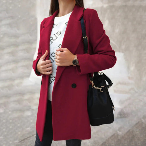 R&B | Doppelreihiger Wollmantel - Mid-Length Wintermantel für Herbst/semi-formellen Stil