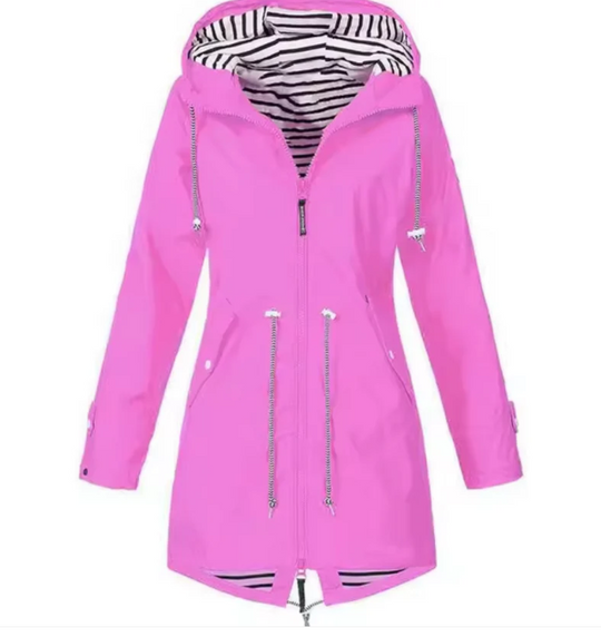 R&B | Mittellange Kapuzenjacke mit verstellbarem Taillenzug - Atmungsaktive leichte Oberbekleidung